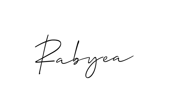 if you are searching for the best signature style for your name Rabyea. so please give up your signature search. here we have designed multiple signature styles  using Allison_Script. Rabyea signature style 2 images and pictures png