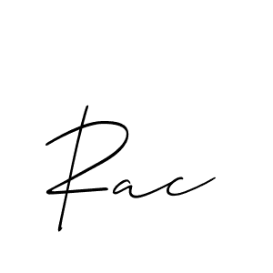 Design your own signature with our free online signature maker. With this signature software, you can create a handwritten (Allison_Script) signature for name Rac. Rac signature style 2 images and pictures png