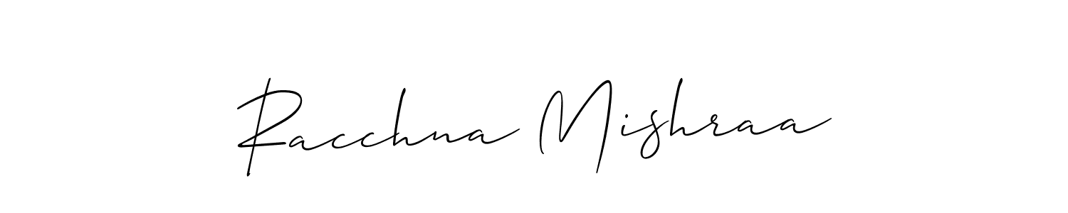 Allison_Script is a professional signature style that is perfect for those who want to add a touch of class to their signature. It is also a great choice for those who want to make their signature more unique. Get Racchna Mishraa name to fancy signature for free. Racchna Mishraa signature style 2 images and pictures png
