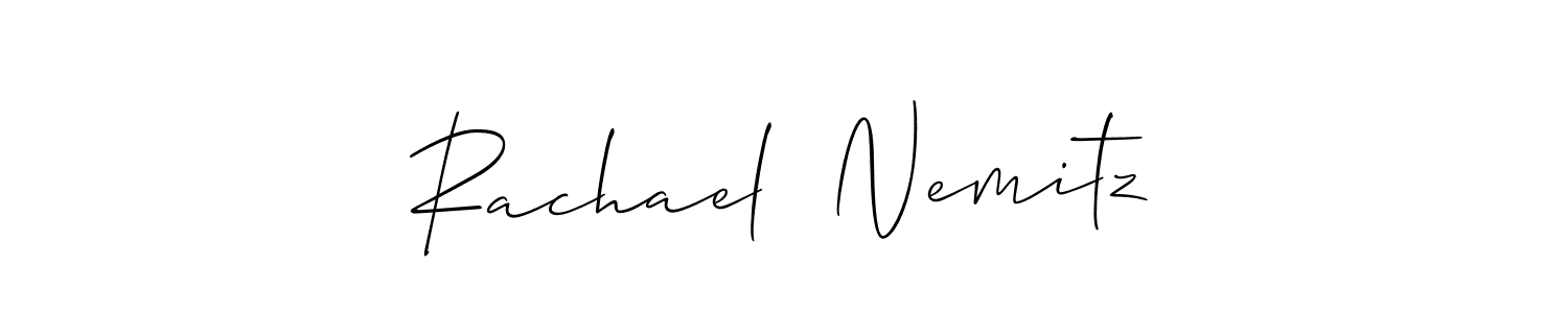 The best way (Allison_Script) to make a short signature is to pick only two or three words in your name. The name Rachael  Nemitz include a total of six letters. For converting this name. Rachael  Nemitz signature style 2 images and pictures png