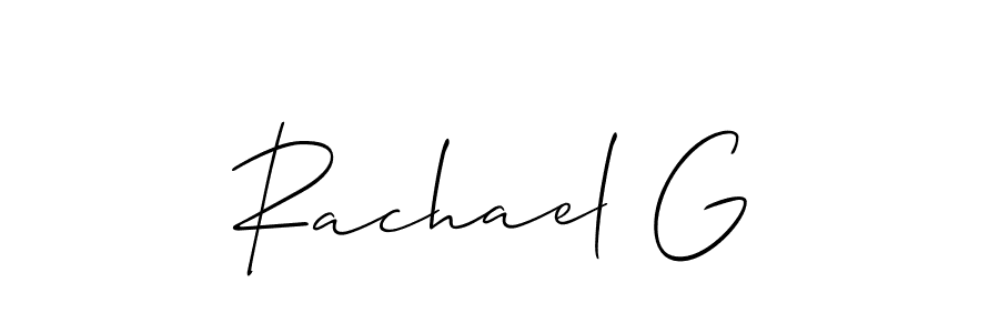 How to make Rachael G name signature. Use Allison_Script style for creating short signs online. This is the latest handwritten sign. Rachael G signature style 2 images and pictures png
