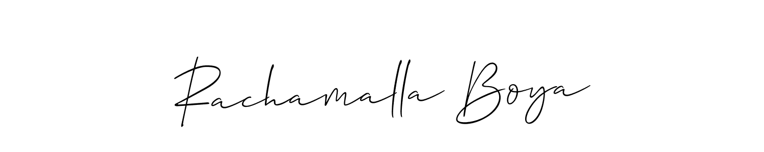 How to make Rachamalla Boya name signature. Use Allison_Script style for creating short signs online. This is the latest handwritten sign. Rachamalla Boya signature style 2 images and pictures png