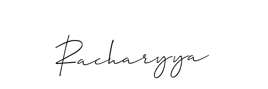 Use a signature maker to create a handwritten signature online. With this signature software, you can design (Allison_Script) your own signature for name Racharyya. Racharyya signature style 2 images and pictures png