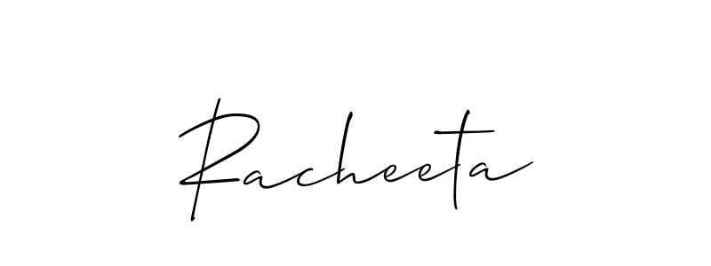 Create a beautiful signature design for name Racheeta. With this signature (Allison_Script) fonts, you can make a handwritten signature for free. Racheeta signature style 2 images and pictures png