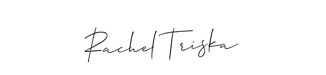 if you are searching for the best signature style for your name Rachel Triska. so please give up your signature search. here we have designed multiple signature styles  using Allison_Script. Rachel Triska signature style 2 images and pictures png