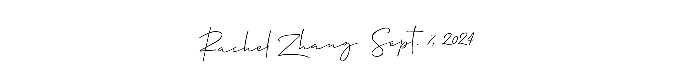 The best way (Allison_Script) to make a short signature is to pick only two or three words in your name. The name Rachel Zhang  Sept. 7, 2024 include a total of six letters. For converting this name. Rachel Zhang  Sept. 7, 2024 signature style 2 images and pictures png