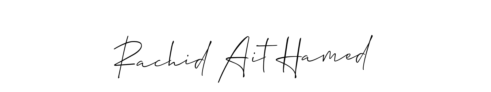 The best way (Allison_Script) to make a short signature is to pick only two or three words in your name. The name Rachid Ait Hamed include a total of six letters. For converting this name. Rachid Ait Hamed signature style 2 images and pictures png