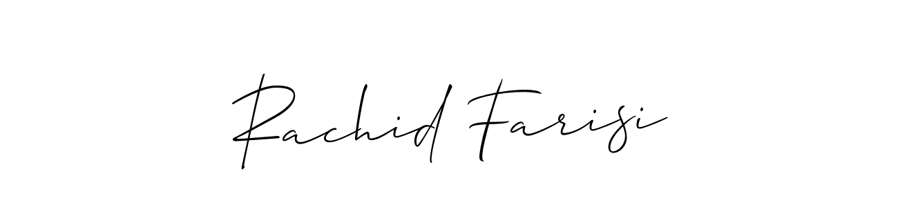 How to make Rachid Farisi name signature. Use Allison_Script style for creating short signs online. This is the latest handwritten sign. Rachid Farisi signature style 2 images and pictures png