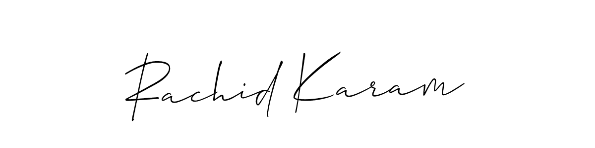 It looks lik you need a new signature style for name Rachid Karam. Design unique handwritten (Allison_Script) signature with our free signature maker in just a few clicks. Rachid Karam signature style 2 images and pictures png