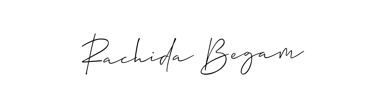 The best way (Allison_Script) to make a short signature is to pick only two or three words in your name. The name Rachida Begam include a total of six letters. For converting this name. Rachida Begam signature style 2 images and pictures png