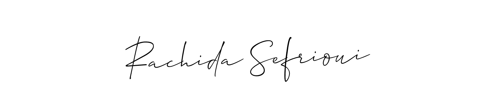 You should practise on your own different ways (Allison_Script) to write your name (Rachida Sefrioui) in signature. don't let someone else do it for you. Rachida Sefrioui signature style 2 images and pictures png