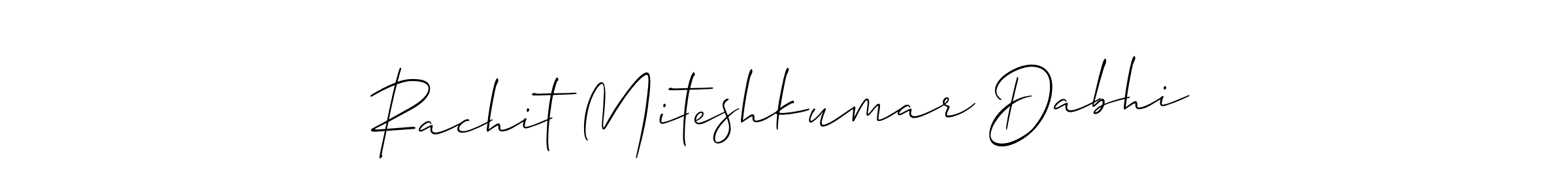 Make a short Rachit Miteshkumar Dabhi signature style. Manage your documents anywhere anytime using Allison_Script. Create and add eSignatures, submit forms, share and send files easily. Rachit Miteshkumar Dabhi signature style 2 images and pictures png
