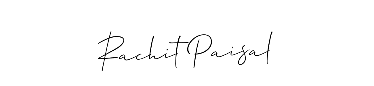 The best way (Allison_Script) to make a short signature is to pick only two or three words in your name. The name Rachit Paisal include a total of six letters. For converting this name. Rachit Paisal signature style 2 images and pictures png