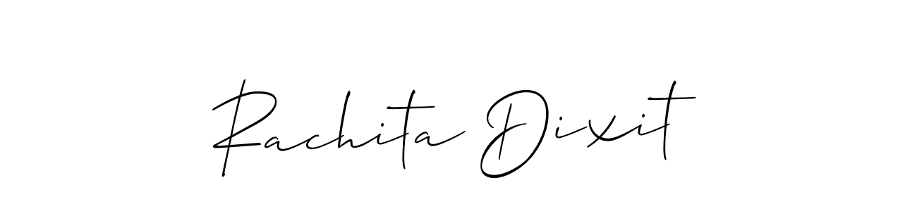 How to make Rachita Dixit name signature. Use Allison_Script style for creating short signs online. This is the latest handwritten sign. Rachita Dixit signature style 2 images and pictures png