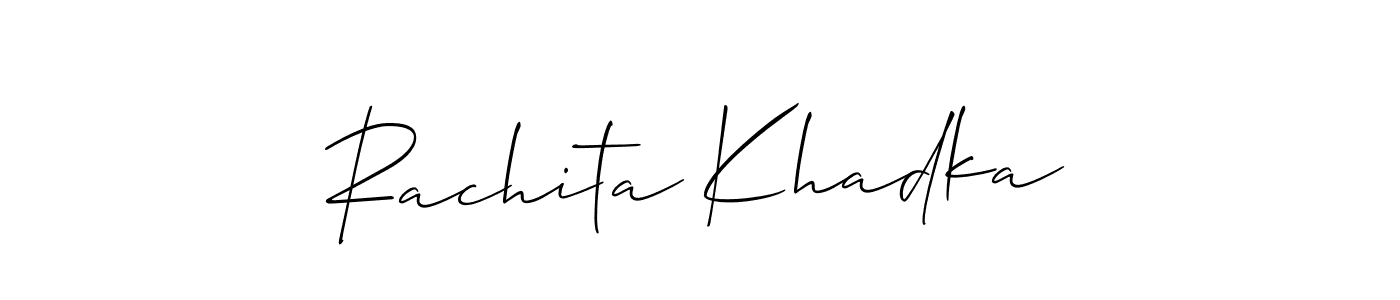 Make a short Rachita Khadka signature style. Manage your documents anywhere anytime using Allison_Script. Create and add eSignatures, submit forms, share and send files easily. Rachita Khadka signature style 2 images and pictures png