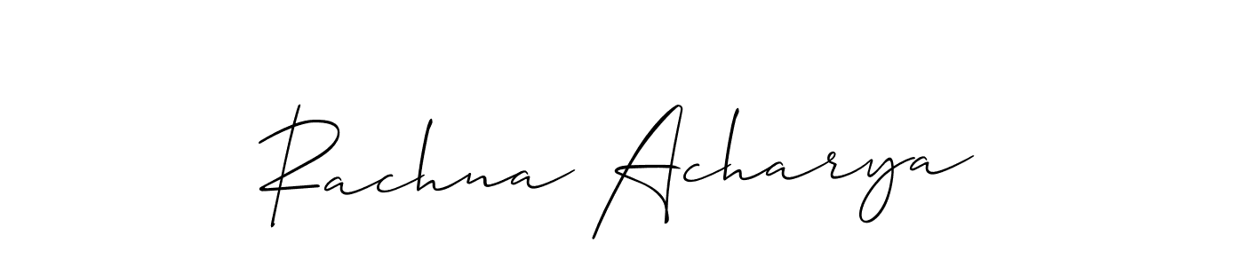 if you are searching for the best signature style for your name Rachna Acharya. so please give up your signature search. here we have designed multiple signature styles  using Allison_Script. Rachna Acharya signature style 2 images and pictures png