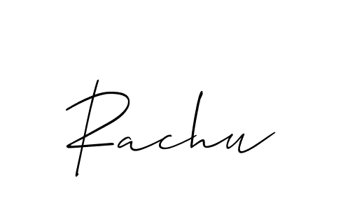 Make a beautiful signature design for name Rachu. With this signature (Allison_Script) style, you can create a handwritten signature for free. Rachu signature style 2 images and pictures png