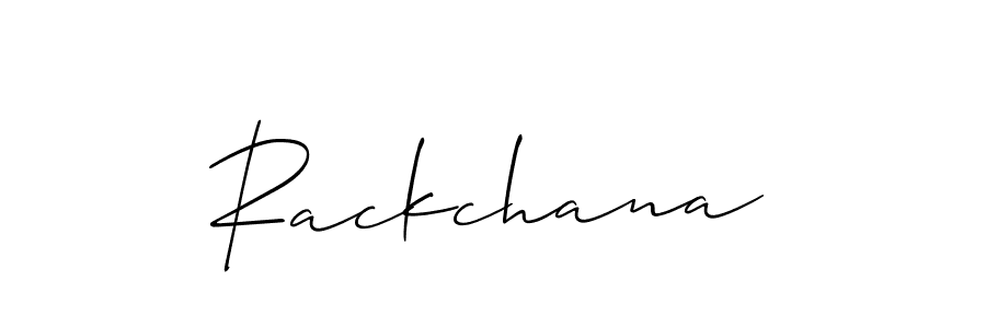 Use a signature maker to create a handwritten signature online. With this signature software, you can design (Allison_Script) your own signature for name Rackchana. Rackchana signature style 2 images and pictures png