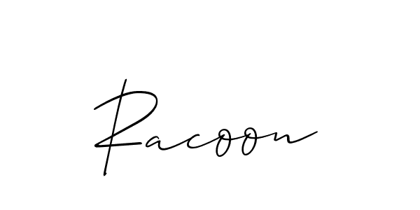 Use a signature maker to create a handwritten signature online. With this signature software, you can design (Allison_Script) your own signature for name Racoon. Racoon signature style 2 images and pictures png