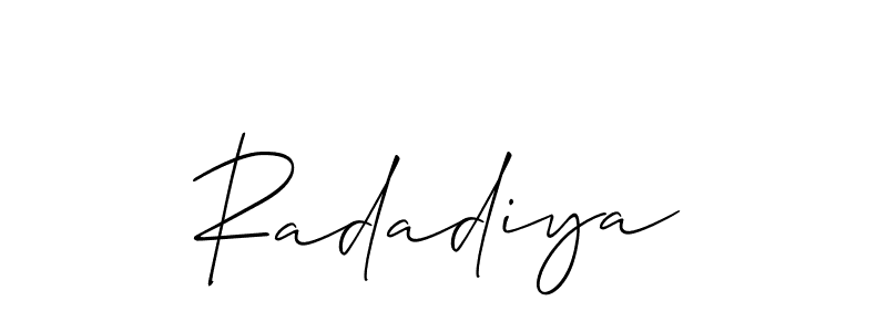 Also we have Radadiya name is the best signature style. Create professional handwritten signature collection using Allison_Script autograph style. Radadiya signature style 2 images and pictures png