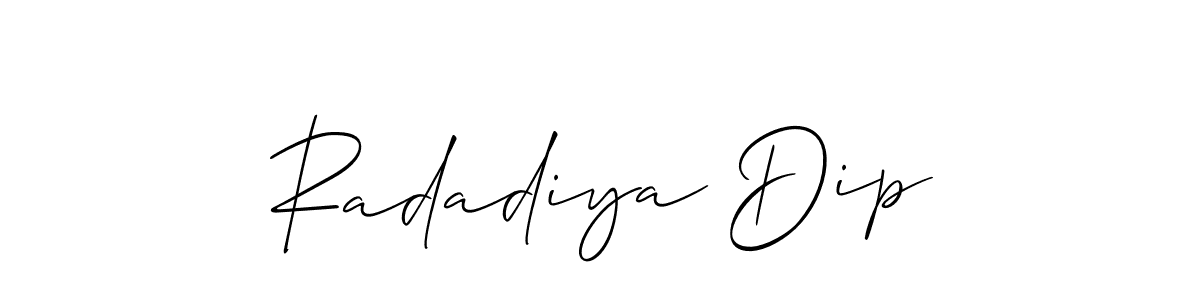 The best way (Allison_Script) to make a short signature is to pick only two or three words in your name. The name Radadiya Dip include a total of six letters. For converting this name. Radadiya Dip signature style 2 images and pictures png