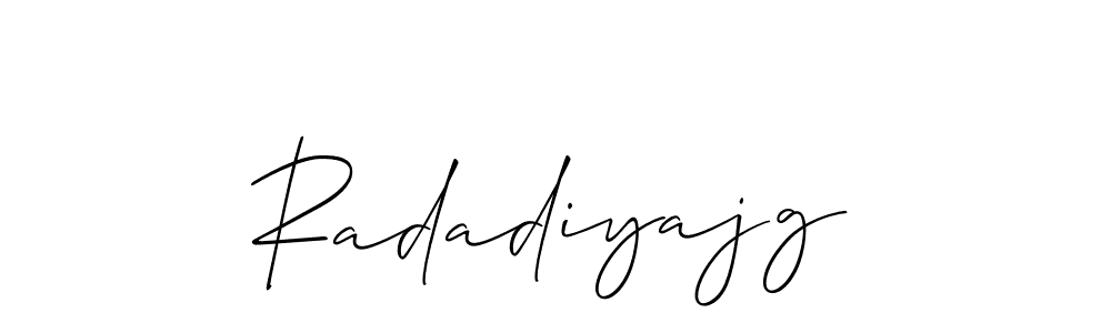 Use a signature maker to create a handwritten signature online. With this signature software, you can design (Allison_Script) your own signature for name Radadiyajg. Radadiyajg signature style 2 images and pictures png