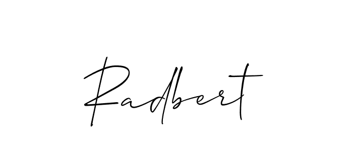 Use a signature maker to create a handwritten signature online. With this signature software, you can design (Allison_Script) your own signature for name Radbert. Radbert signature style 2 images and pictures png