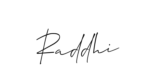 Create a beautiful signature design for name Raddhi. With this signature (Allison_Script) fonts, you can make a handwritten signature for free. Raddhi signature style 2 images and pictures png