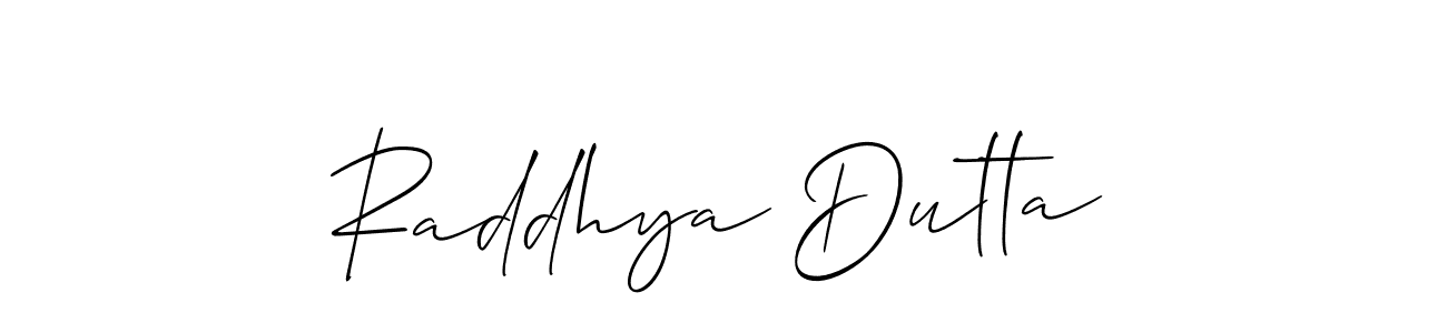 The best way (Allison_Script) to make a short signature is to pick only two or three words in your name. The name Raddhya Dutta include a total of six letters. For converting this name. Raddhya Dutta signature style 2 images and pictures png