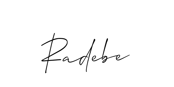 How to make Radebe name signature. Use Allison_Script style for creating short signs online. This is the latest handwritten sign. Radebe signature style 2 images and pictures png