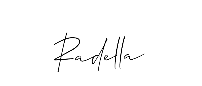 How to make Radella signature? Allison_Script is a professional autograph style. Create handwritten signature for Radella name. Radella signature style 2 images and pictures png