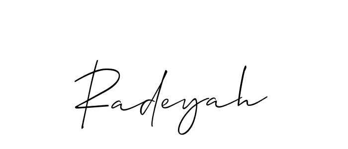 Also You can easily find your signature by using the search form. We will create Radeyah name handwritten signature images for you free of cost using Allison_Script sign style. Radeyah signature style 2 images and pictures png