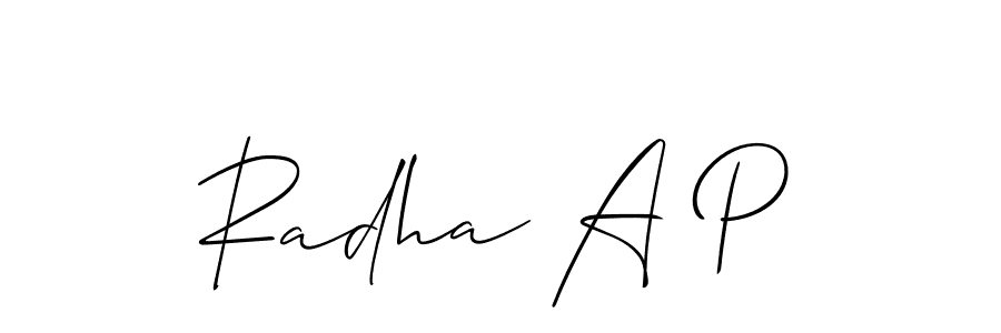 Check out images of Autograph of Radha A P name. Actor Radha A P Signature Style. Allison_Script is a professional sign style online. Radha A P signature style 2 images and pictures png