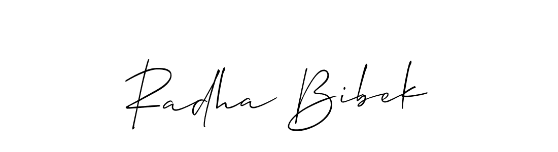 It looks lik you need a new signature style for name Radha Bibek. Design unique handwritten (Allison_Script) signature with our free signature maker in just a few clicks. Radha Bibek signature style 2 images and pictures png