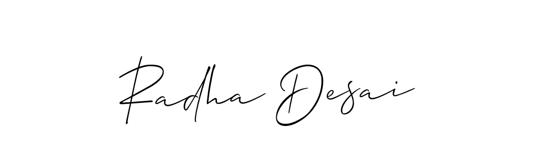 How to make Radha Desai name signature. Use Allison_Script style for creating short signs online. This is the latest handwritten sign. Radha Desai signature style 2 images and pictures png