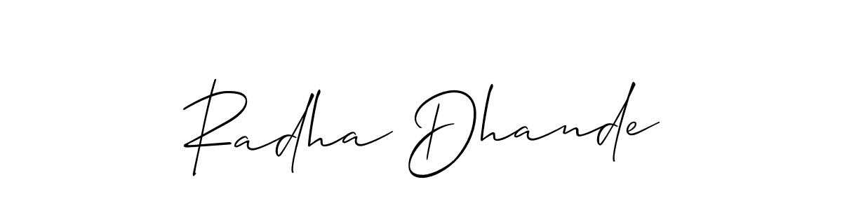 Make a beautiful signature design for name Radha Dhande. Use this online signature maker to create a handwritten signature for free. Radha Dhande signature style 2 images and pictures png