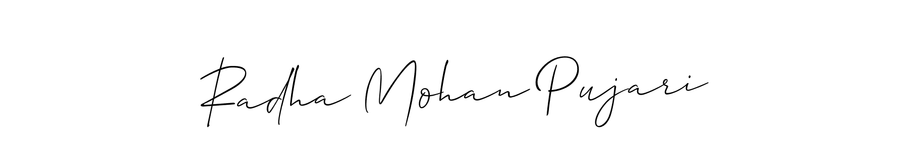 Also You can easily find your signature by using the search form. We will create Radha Mohan Pujari name handwritten signature images for you free of cost using Allison_Script sign style. Radha Mohan Pujari signature style 2 images and pictures png