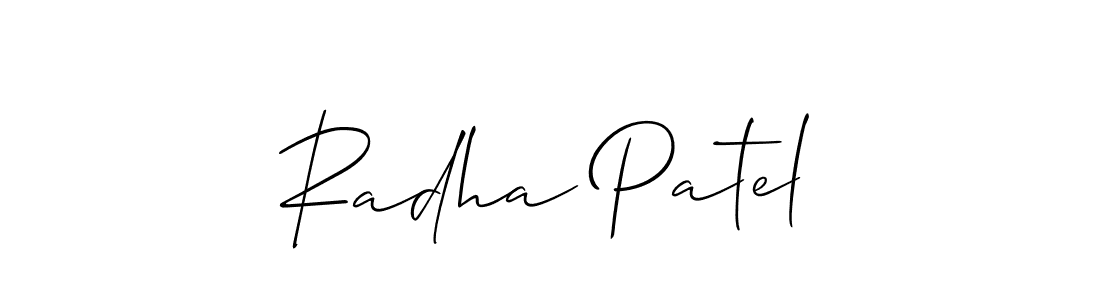 Make a beautiful signature design for name Radha Patel. With this signature (Allison_Script) style, you can create a handwritten signature for free. Radha Patel signature style 2 images and pictures png