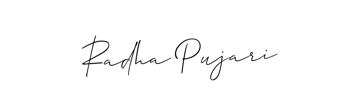 Use a signature maker to create a handwritten signature online. With this signature software, you can design (Allison_Script) your own signature for name Radha Pujari. Radha Pujari signature style 2 images and pictures png