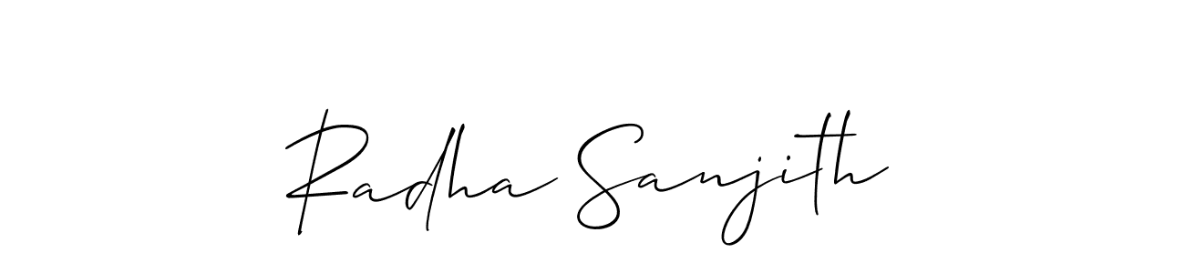 How to Draw Radha Sanjith signature style? Allison_Script is a latest design signature styles for name Radha Sanjith. Radha Sanjith signature style 2 images and pictures png