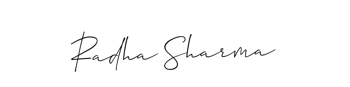 It looks lik you need a new signature style for name Radha Sharma. Design unique handwritten (Allison_Script) signature with our free signature maker in just a few clicks. Radha Sharma signature style 2 images and pictures png