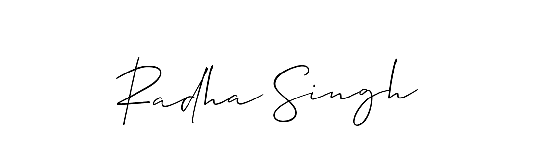 if you are searching for the best signature style for your name Radha Singh. so please give up your signature search. here we have designed multiple signature styles  using Allison_Script. Radha Singh signature style 2 images and pictures png