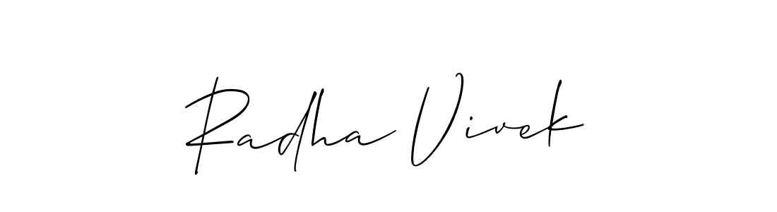 Make a beautiful signature design for name Radha Vivek. Use this online signature maker to create a handwritten signature for free. Radha Vivek signature style 2 images and pictures png