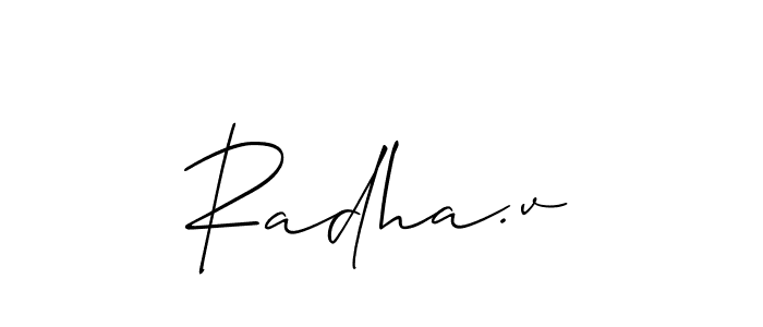 You should practise on your own different ways (Allison_Script) to write your name (Radha.v) in signature. don't let someone else do it for you. Radha.v signature style 2 images and pictures png