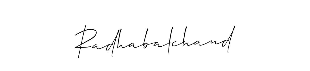 if you are searching for the best signature style for your name Radhabalchand. so please give up your signature search. here we have designed multiple signature styles  using Allison_Script. Radhabalchand signature style 2 images and pictures png