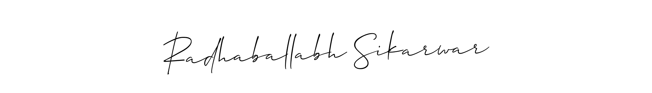Make a short Radhaballabh Sikarwar signature style. Manage your documents anywhere anytime using Allison_Script. Create and add eSignatures, submit forms, share and send files easily. Radhaballabh Sikarwar signature style 2 images and pictures png