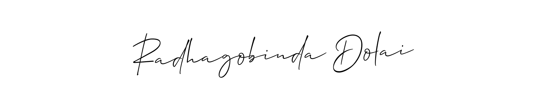 You should practise on your own different ways (Allison_Script) to write your name (Radhagobinda Dolai) in signature. don't let someone else do it for you. Radhagobinda Dolai signature style 2 images and pictures png