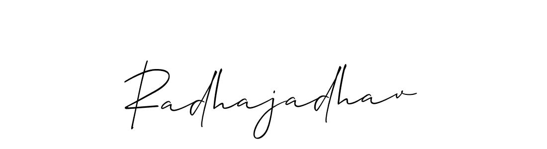Allison_Script is a professional signature style that is perfect for those who want to add a touch of class to their signature. It is also a great choice for those who want to make their signature more unique. Get Radhajadhav name to fancy signature for free. Radhajadhav signature style 2 images and pictures png