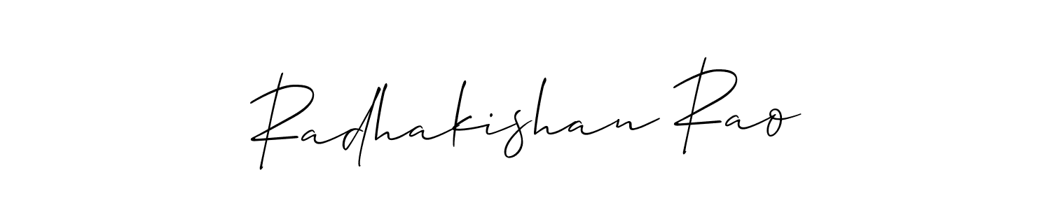 This is the best signature style for the Radhakishan Rao name. Also you like these signature font (Allison_Script). Mix name signature. Radhakishan Rao signature style 2 images and pictures png