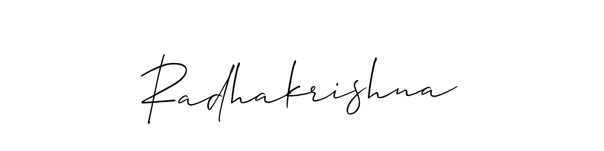 Use a signature maker to create a handwritten signature online. With this signature software, you can design (Allison_Script) your own signature for name Radhakrishna. Radhakrishna signature style 2 images and pictures png